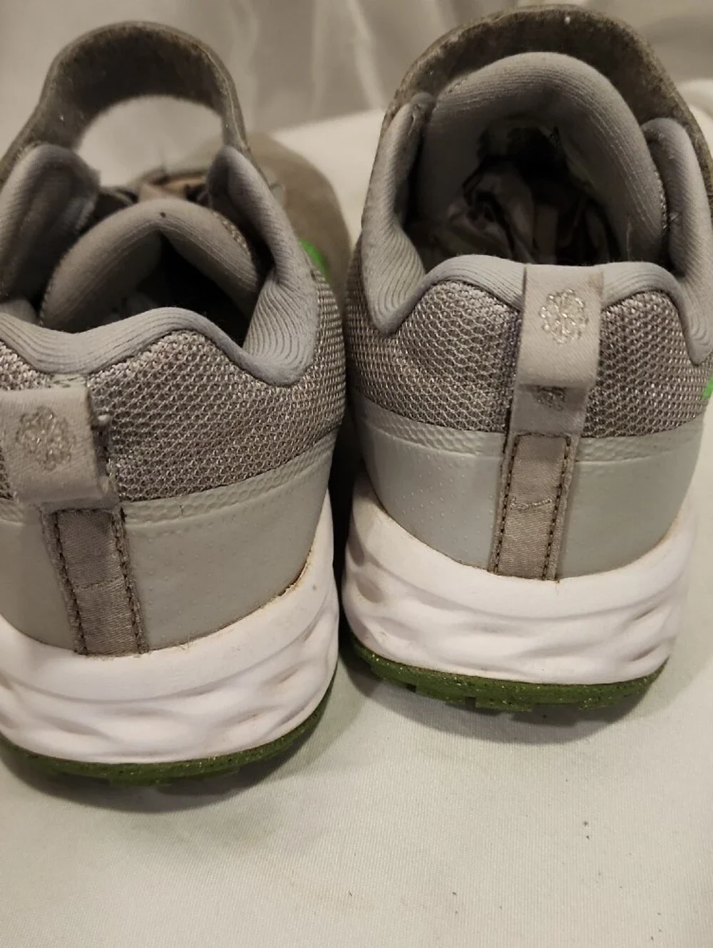 Nike Kids Gray Sneakers with Green Swoosh
